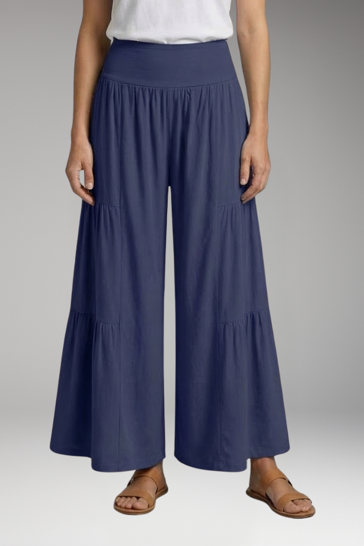 Women's Trousers with High Waist and Tiered Legs
