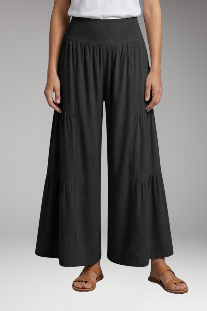 Women's Trousers with High Waist and Tiered Legs