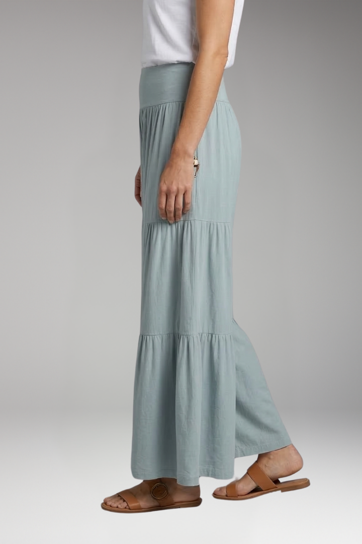 Women's Trousers with High Waist and Tiered Legs