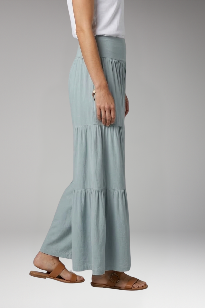 Women's Trousers with High Waist and Tiered Legs
