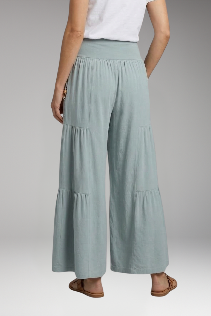 Women's Trousers with High Waist and Tiered Legs