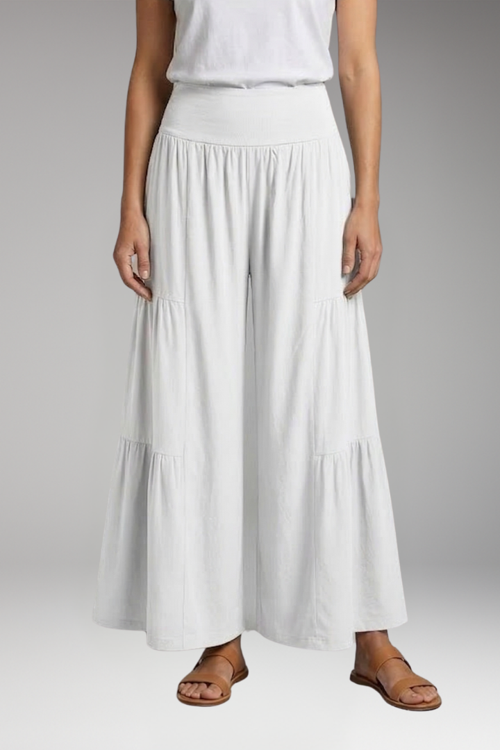 Women's Trousers with High Waist and Tiered Legs