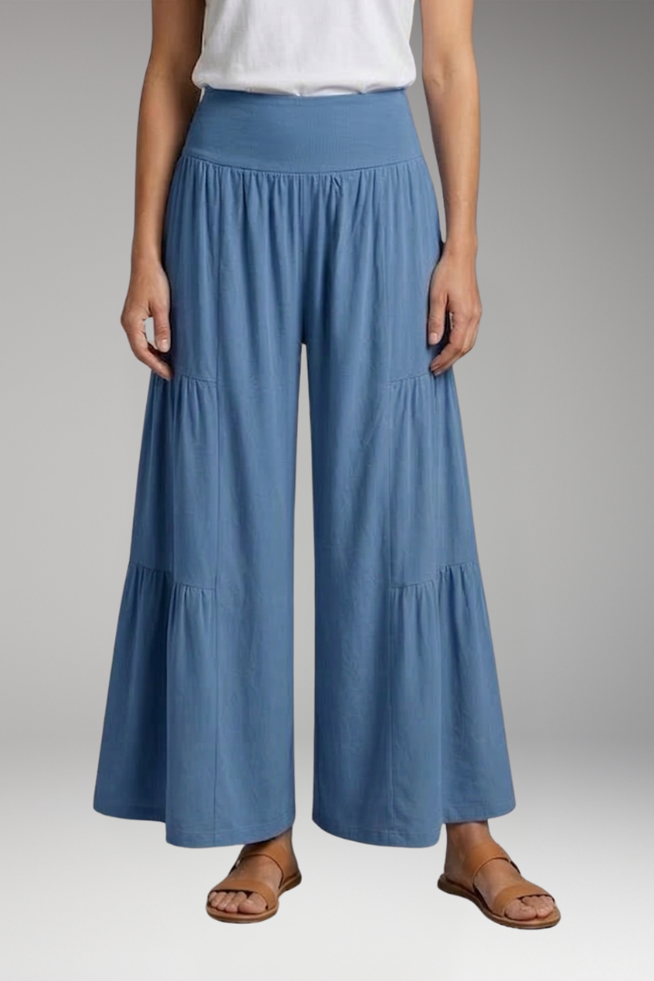 Women's Trousers with High Waist and Tiered Legs