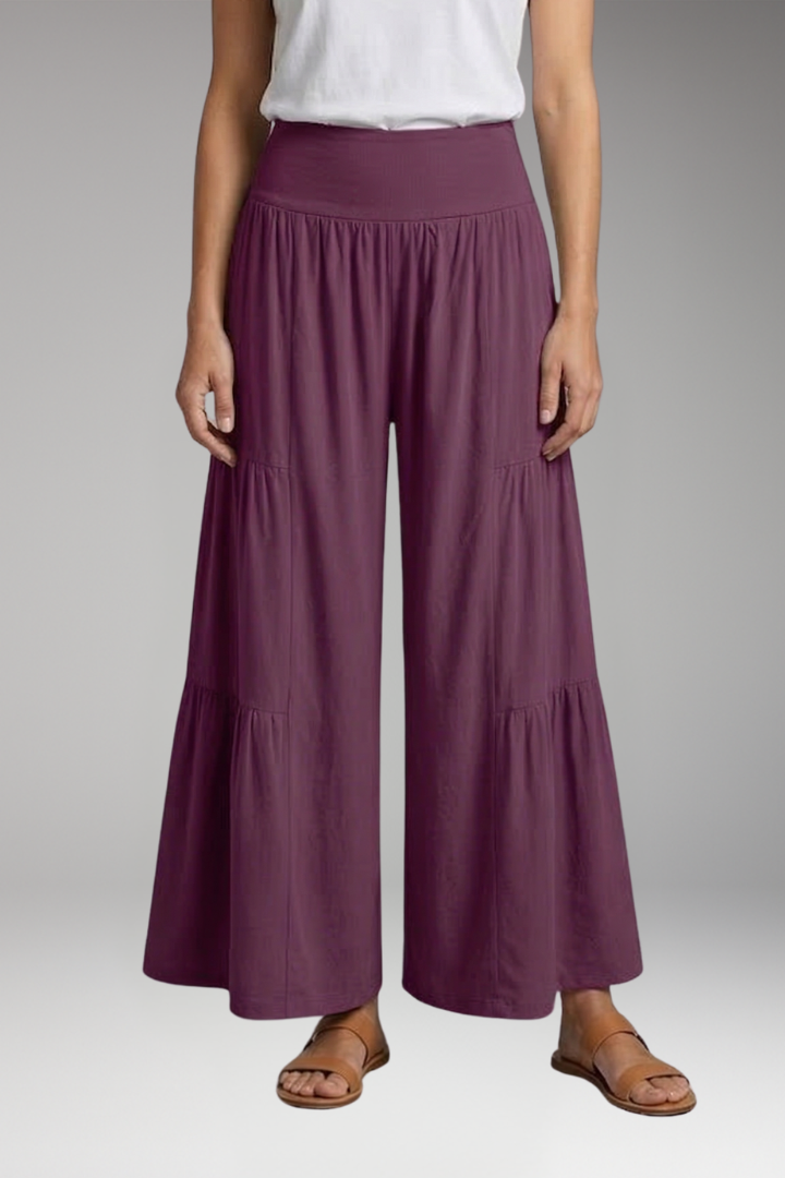 Women's Trousers with High Waist and Tiered Legs