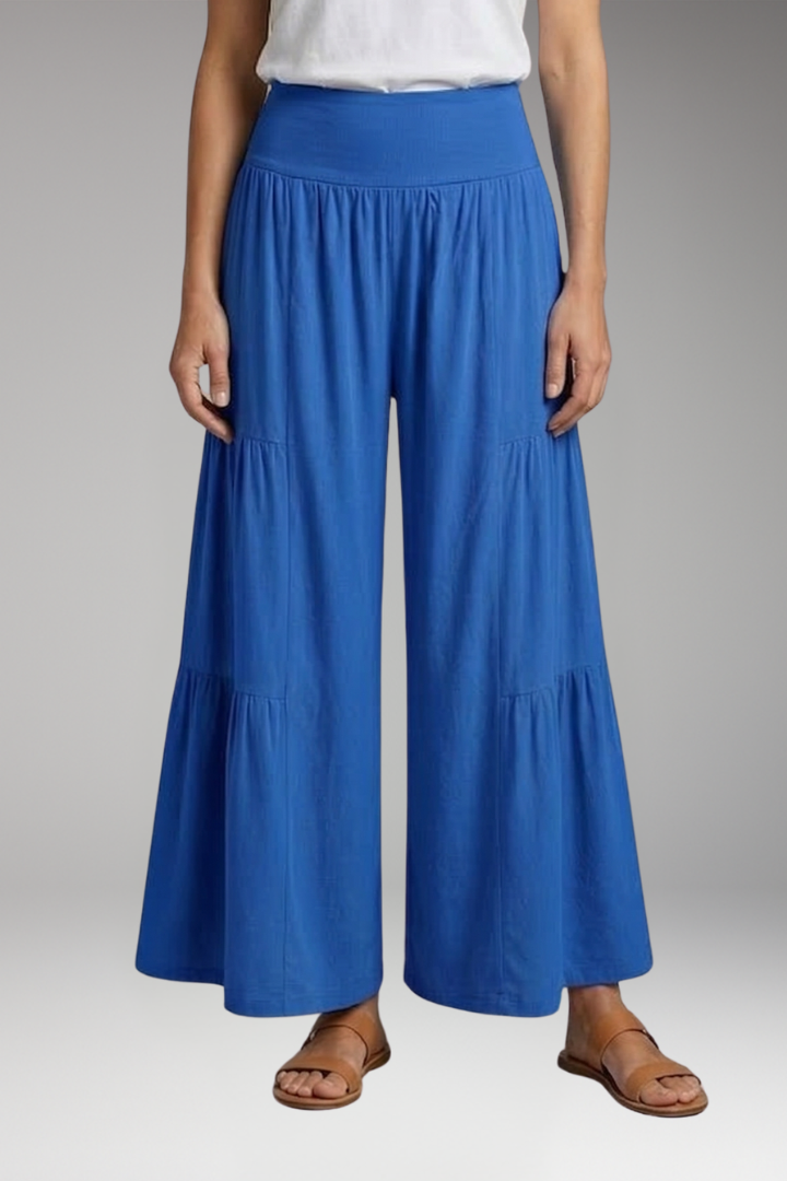 Women's Trousers with High Waist and Tiered Legs