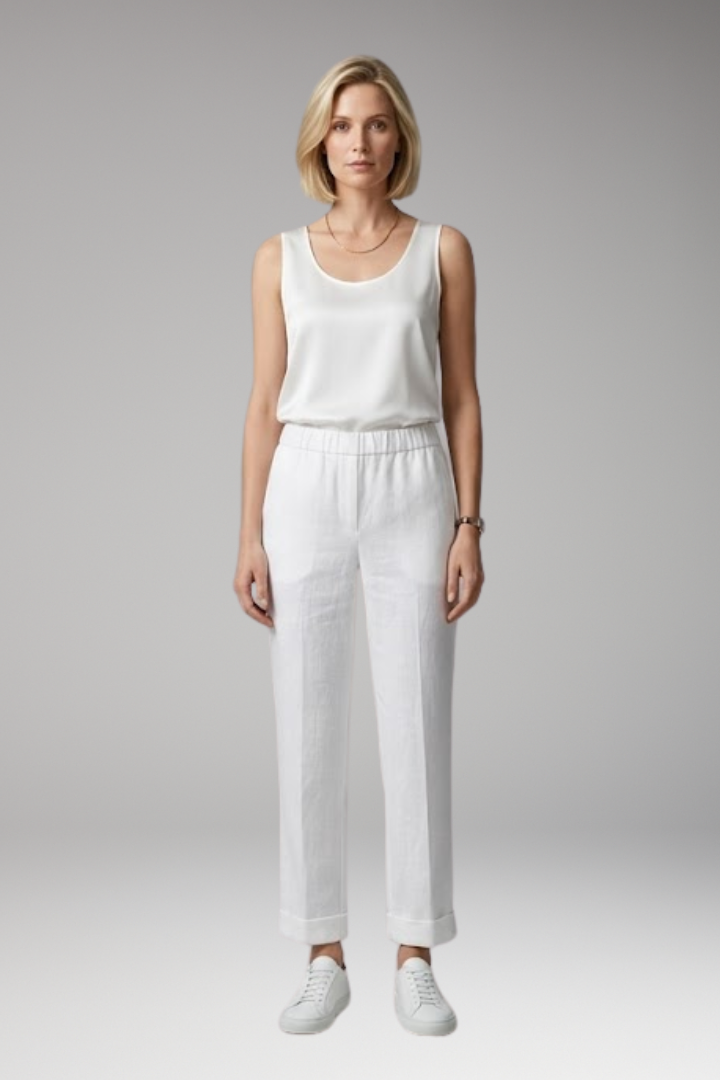 Women’s Trousers with Mid-Rise Waist and Straight Legs