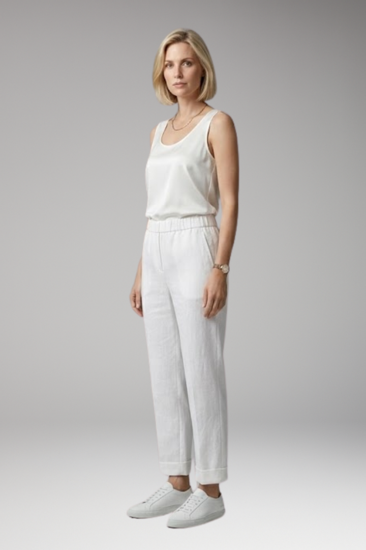 Women’s Trousers with Mid-Rise Waist and Straight Legs