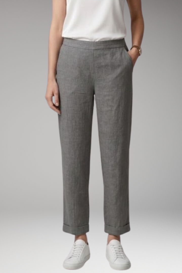 Women’s Trousers with Mid-Rise Waist and Straight Legs