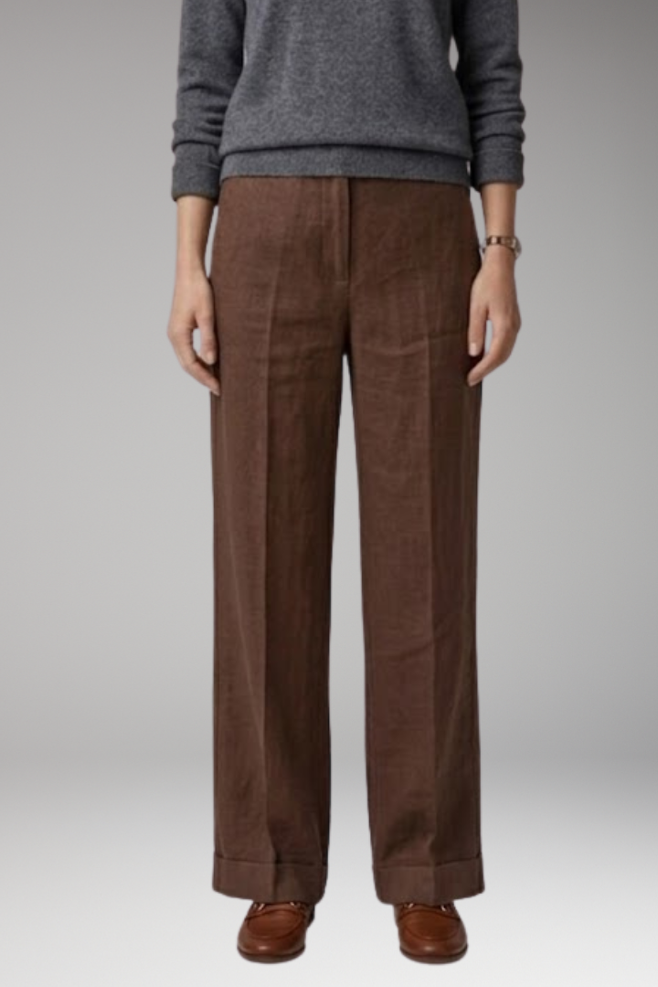 Women’s Trousers with Mid-Rise Waist and Straight Legs
