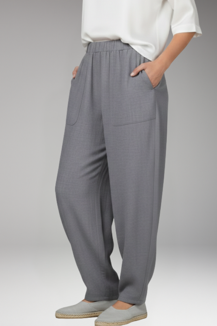 Women's Trousers with Patch Pockets and Elastic Waist