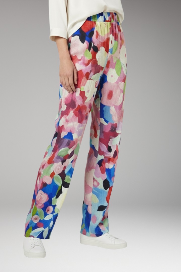 Women's Trousers with Side Pockets and Floral Pattern