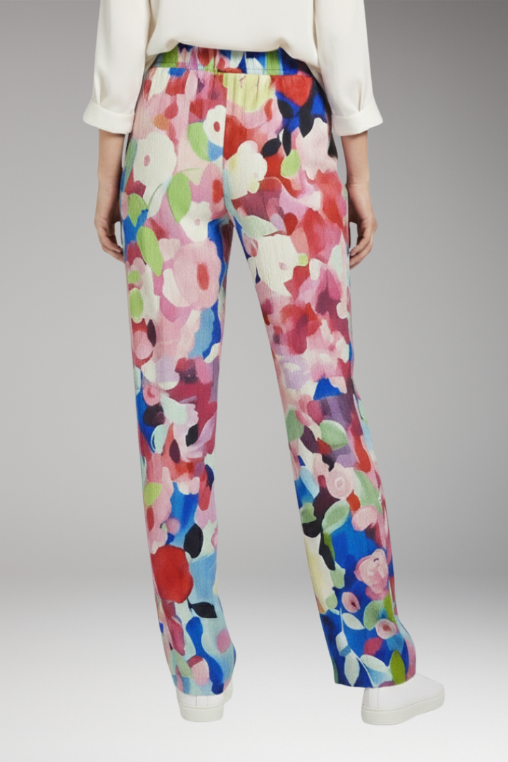 Women's Trousers with Side Pockets and Floral Pattern