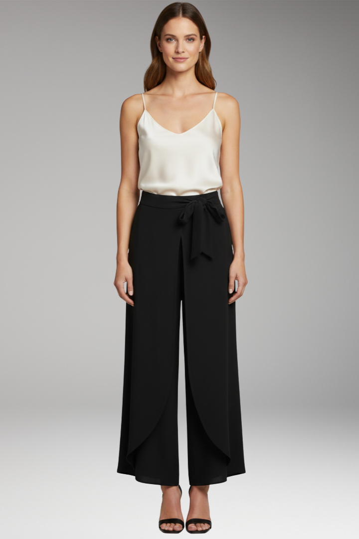 Women's Trousers with Tie Belt and Wide Legs