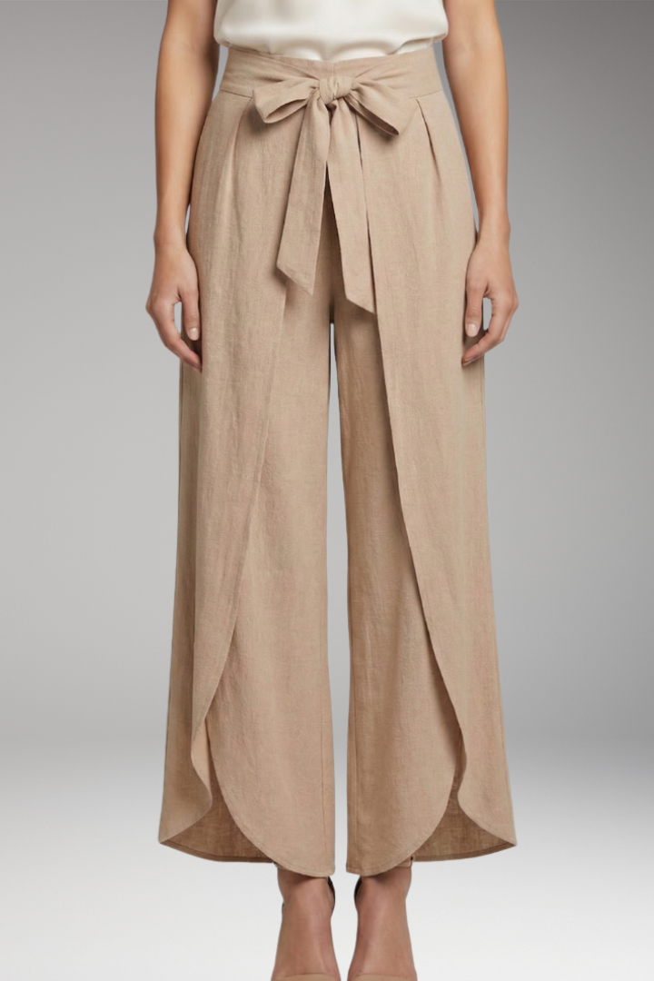 Women's Trousers with Tie Belt and Wide Legs