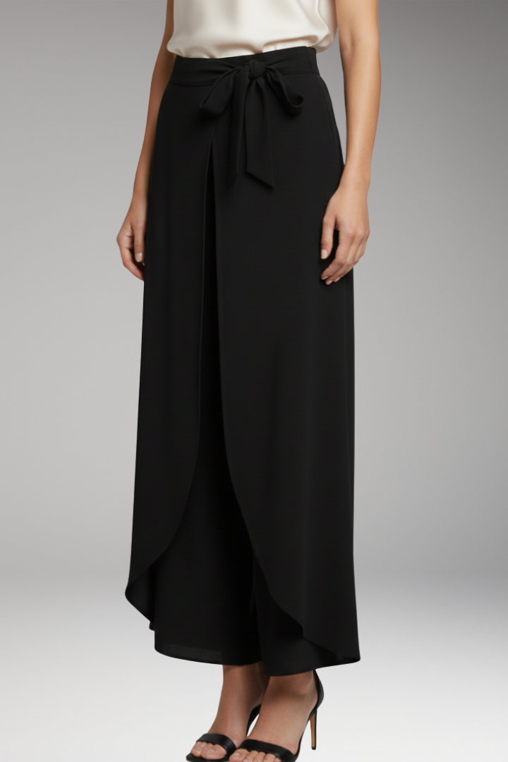 Women's Trousers with Tie Belt and Wide Legs