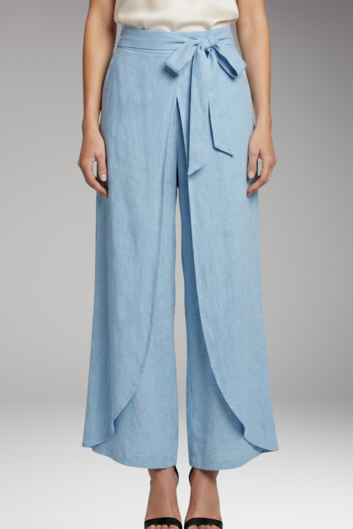 Women's Trousers with Tie Belt and Wide Legs