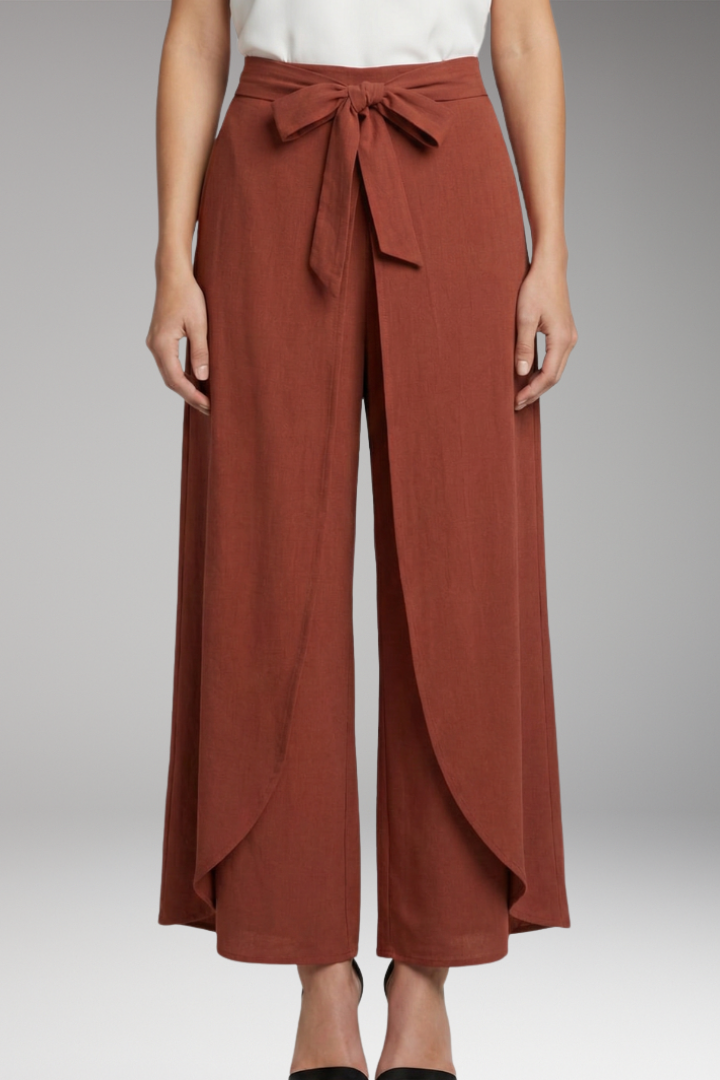 Women's Trousers with Tie Belt and Wide Legs