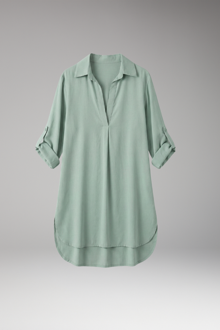 Women’s Tunic Dress with Button‑Down Front and Collar