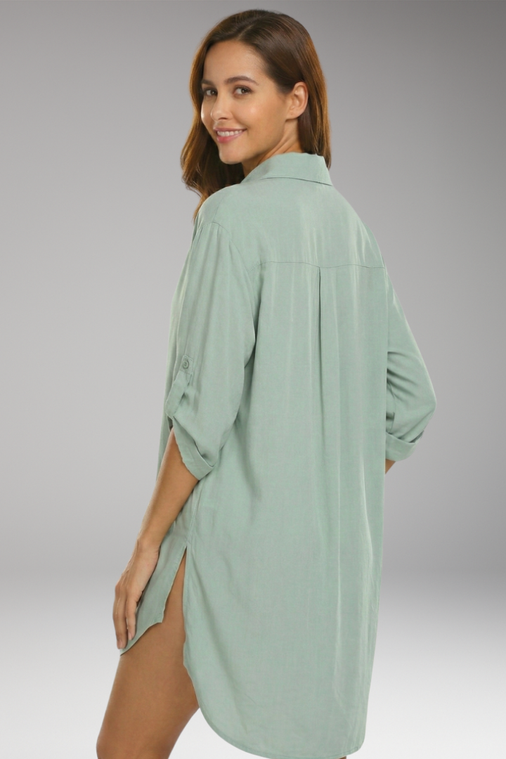 Women’s Tunic Dress with Button‑Down Front and Collar