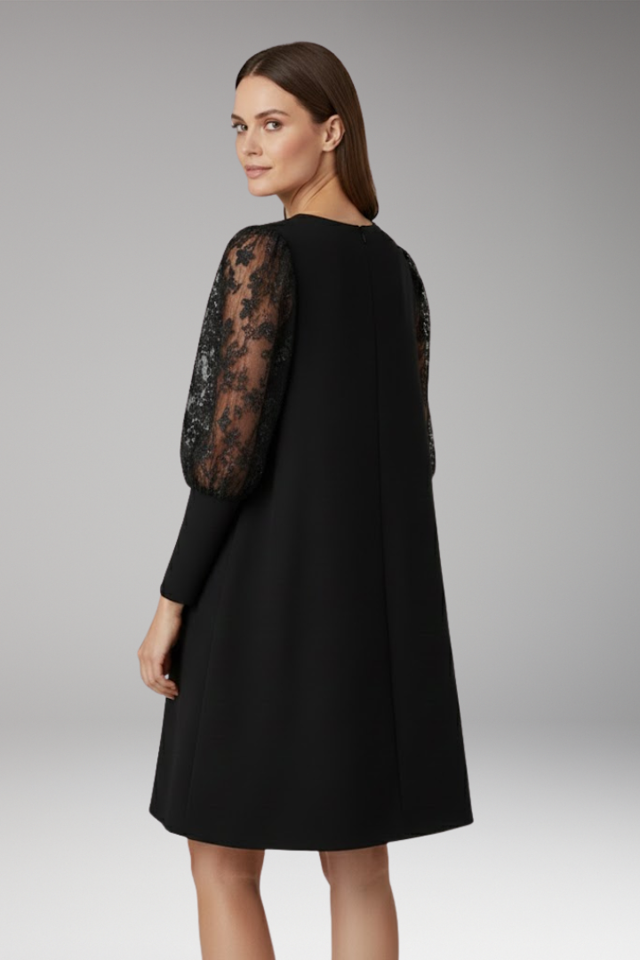 Women's Tunic Dress with Lace Sleeves and Loose Fit