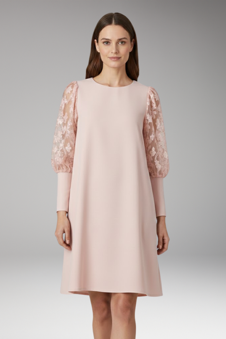 Women's Tunic Dress with Lace Sleeves and Loose Fit