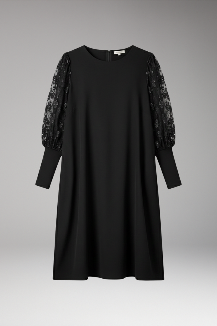 Women's Tunic Dress with Lace Sleeves and Loose Fit