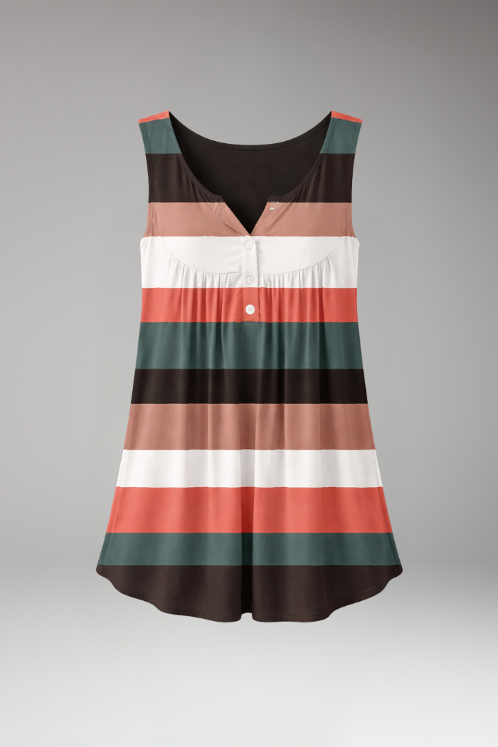 Women’s Tunic Top with V-Neck and Button Front