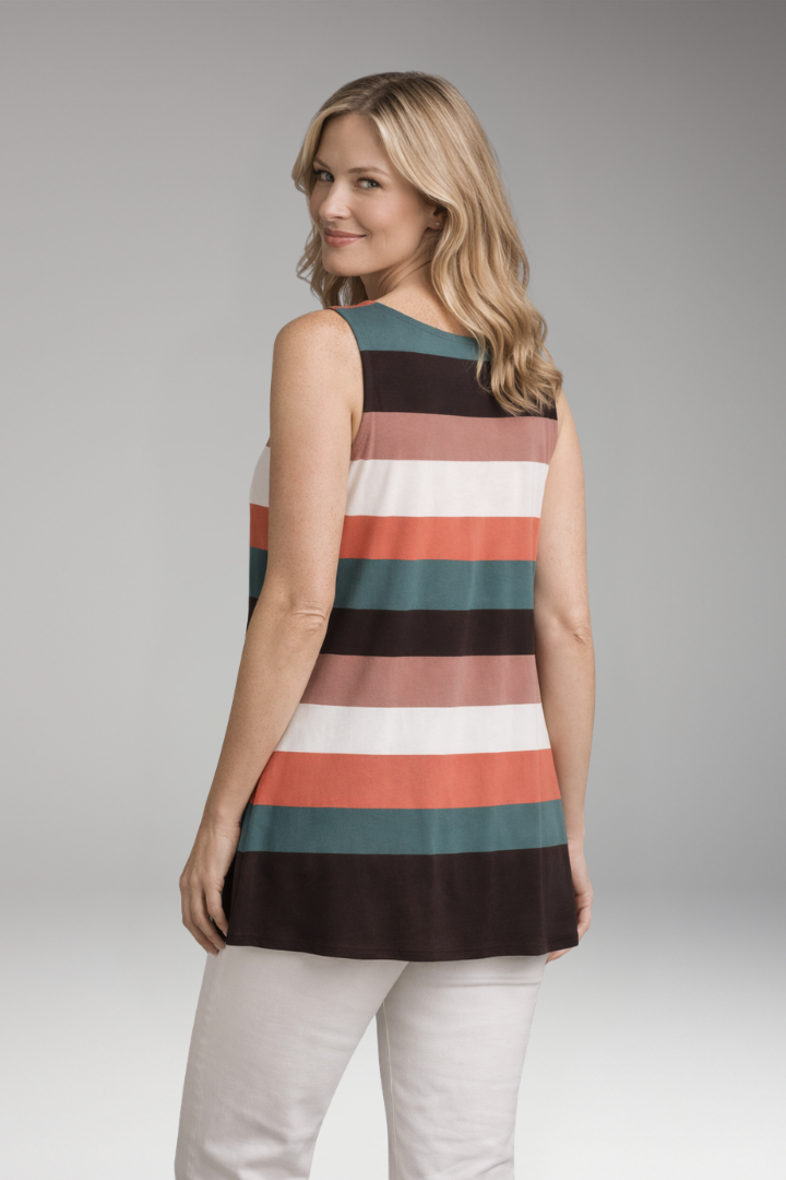 Women’s Tunic Top with V-Neck and Button Front