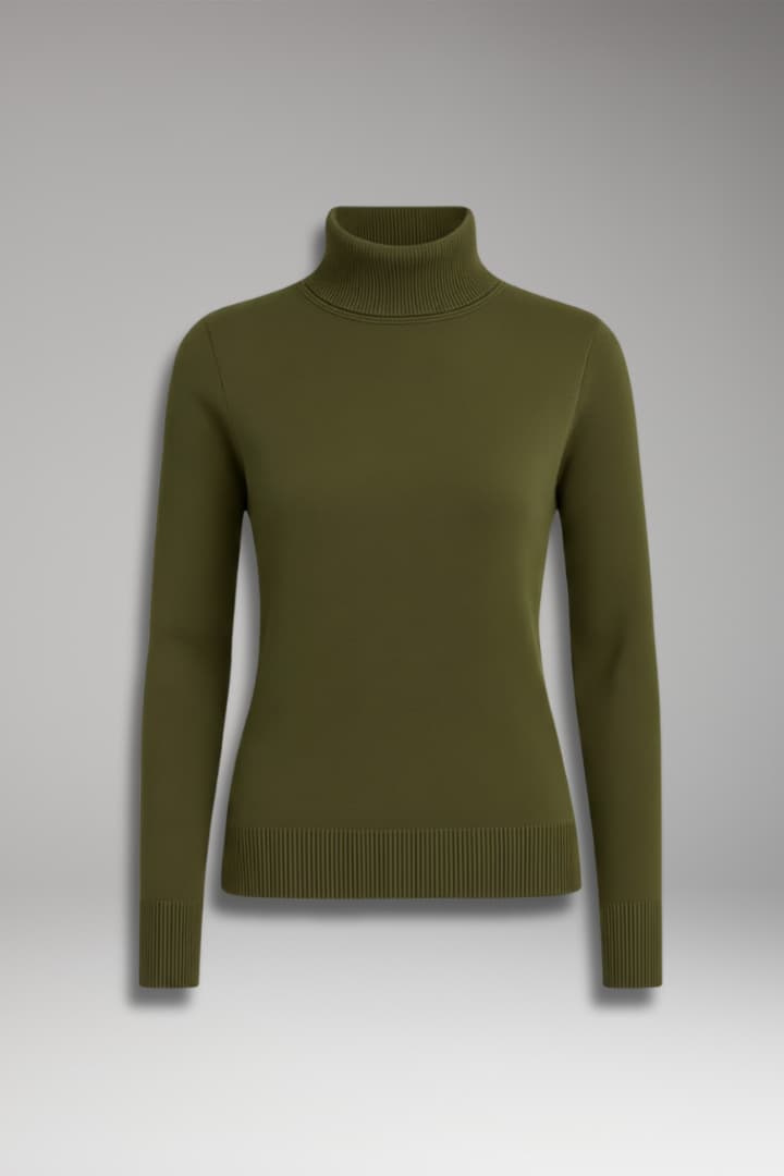 Women’s Turtleneck Jumper with Long Sleeves and Ribbed Texture