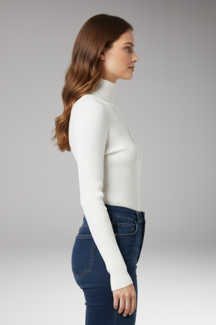 Women’s Turtleneck Jumper with Ribbed Texture