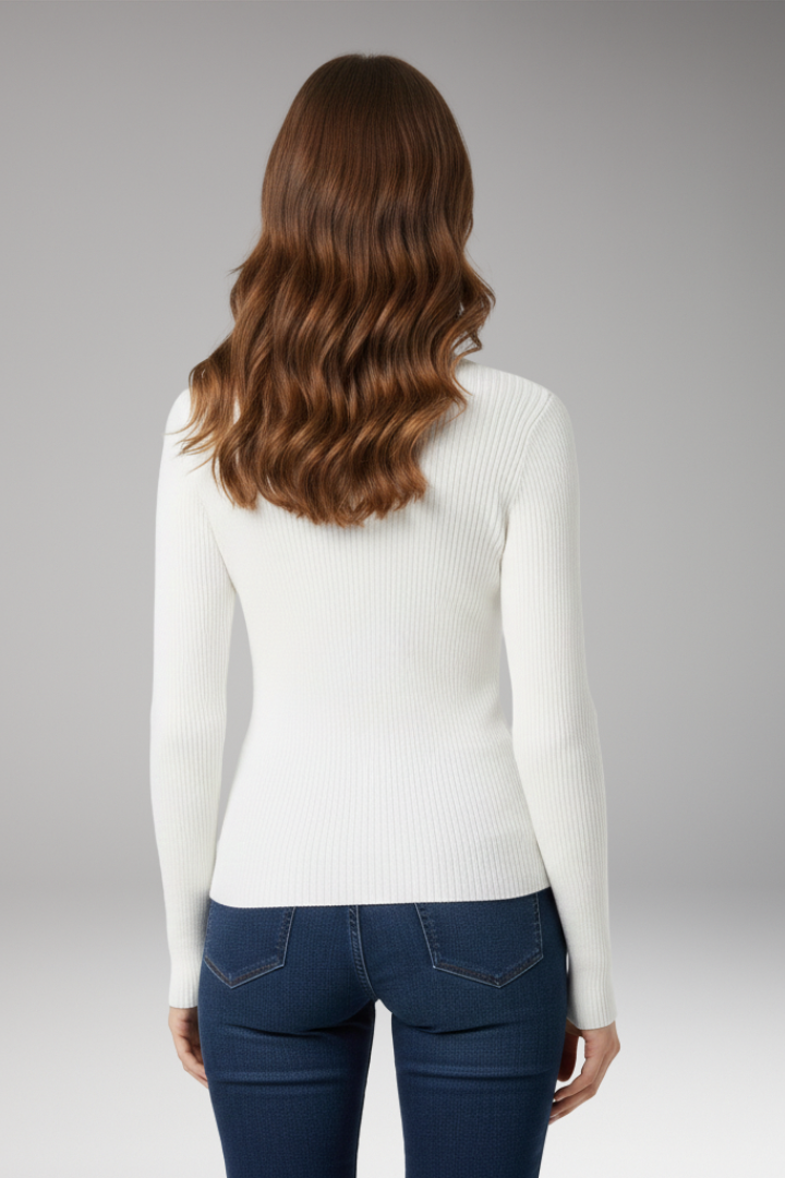 Women’s Turtleneck Jumper with Ribbed Texture