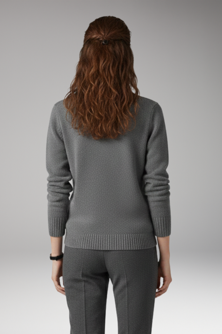Women’s Turtleneck Jumper with Ribbed Texture and Long Sleeves