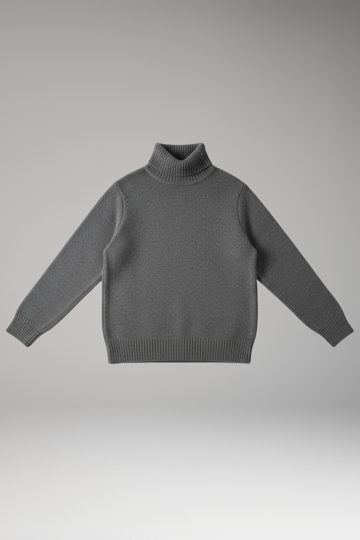 Women’s Turtleneck Jumper with Ribbed Texture and Long Sleeves