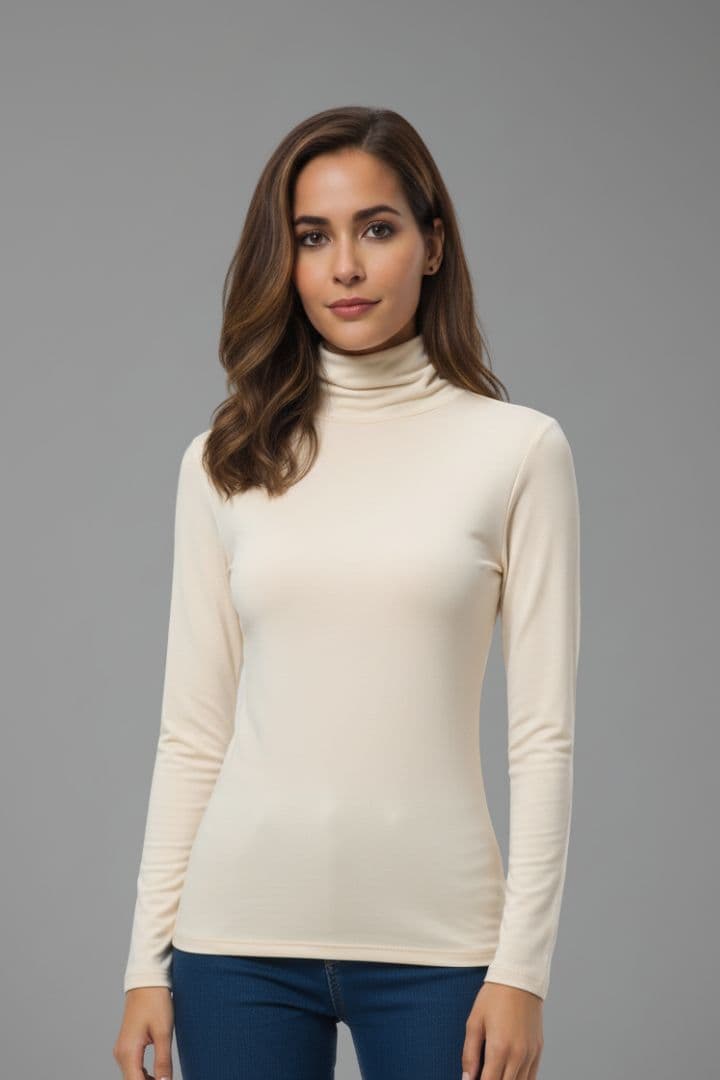 Women’s Turtleneck Top with Long Sleeves and Slim Fit