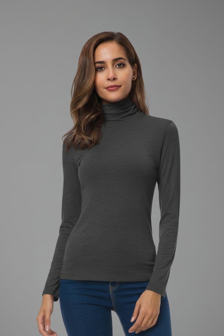 Women’s Turtleneck Top with Long Sleeves and Slim Fit
