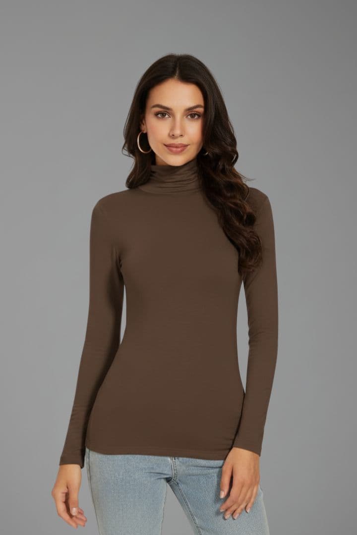 Women’s Turtleneck Top with Long Sleeves and Slim Fit