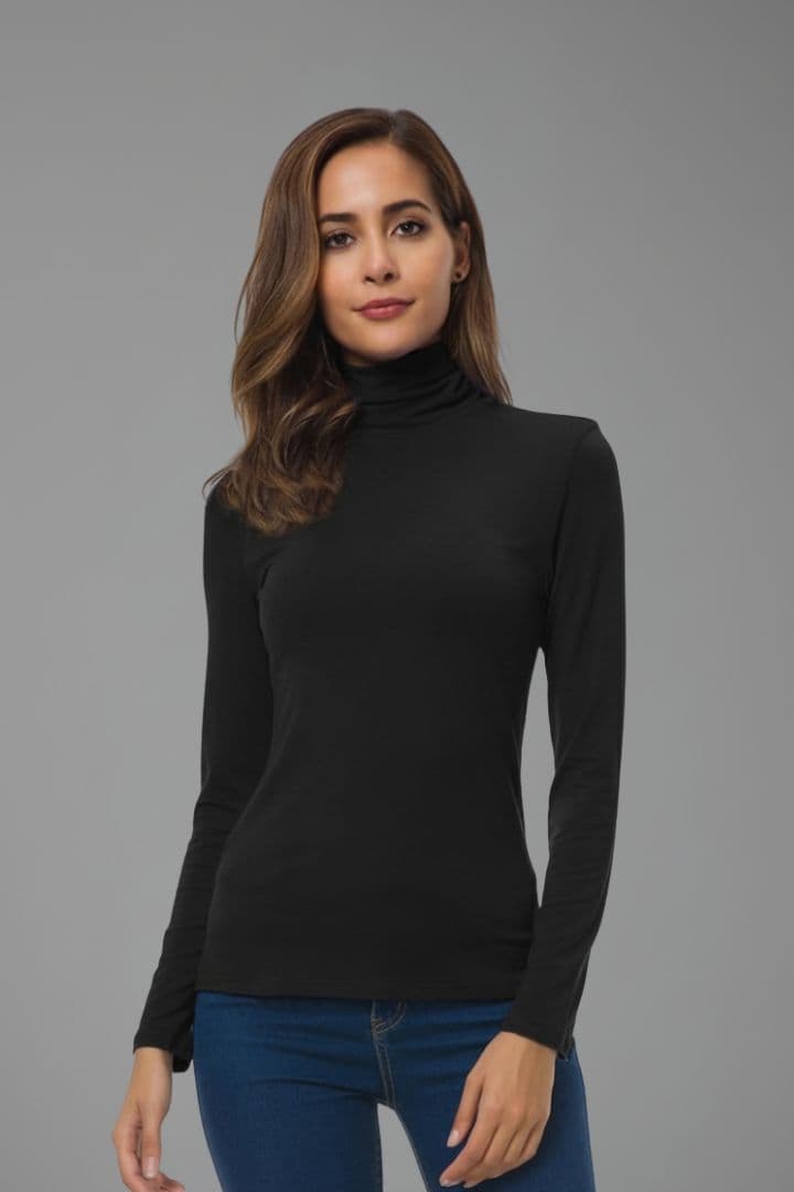 Women’s Turtleneck Top with Long Sleeves and Slim Fit