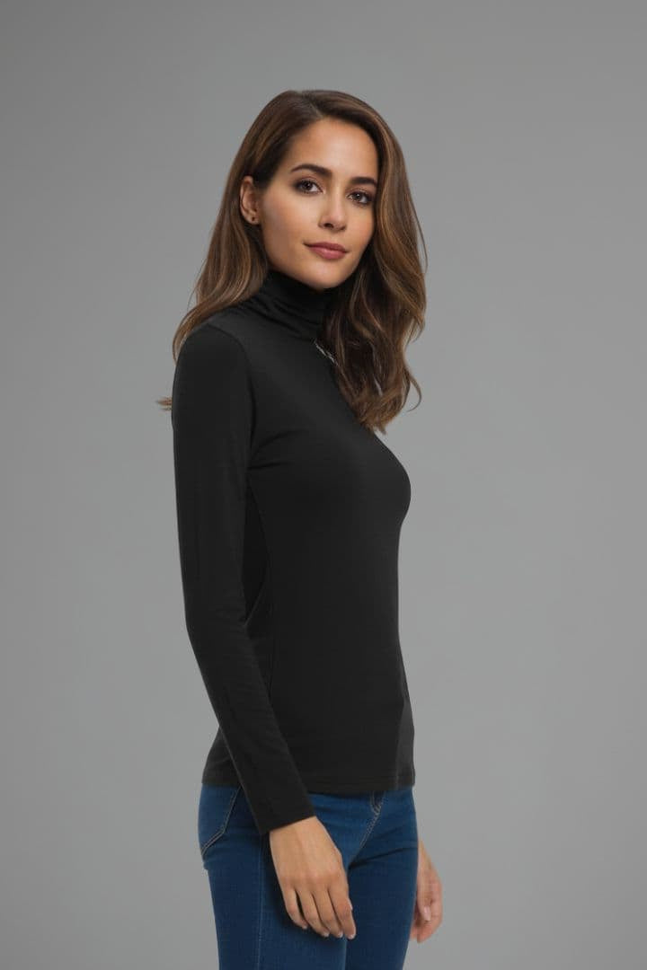 Women’s Turtleneck Top with Long Sleeves and Slim Fit