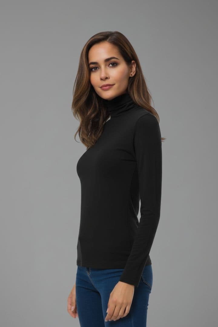 Women’s Turtleneck Top with Long Sleeves and Slim Fit