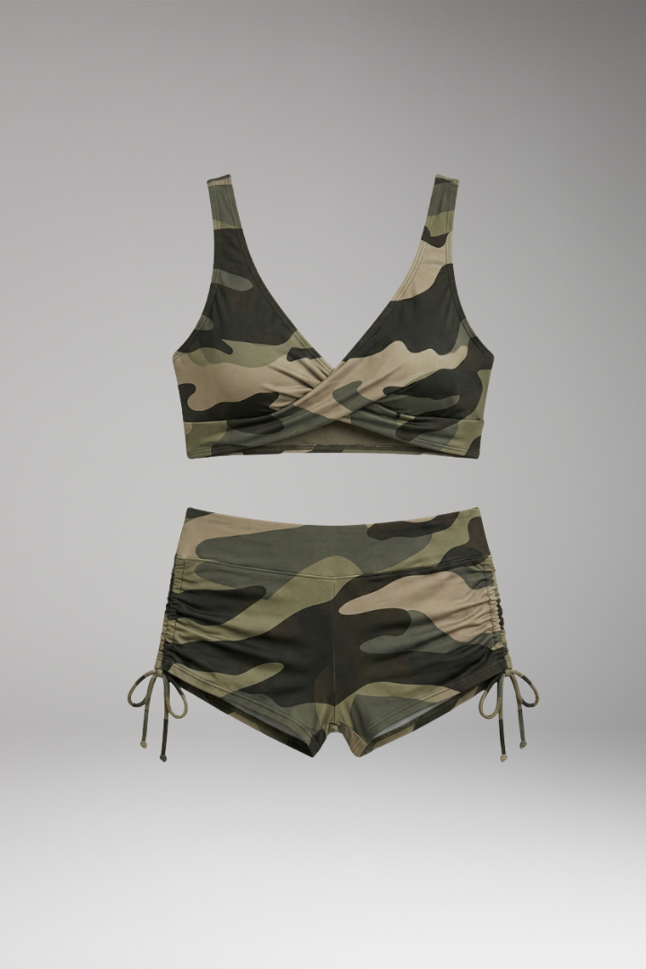 Women's Twist Bikini Top with High-Waisted Shorts