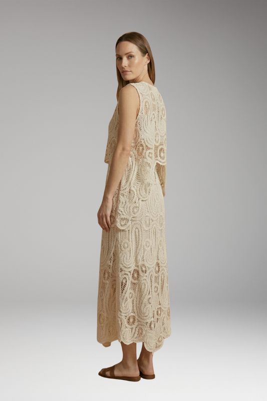Women's Two-Piece Asymmetrical Outfit with Openwork Detailing