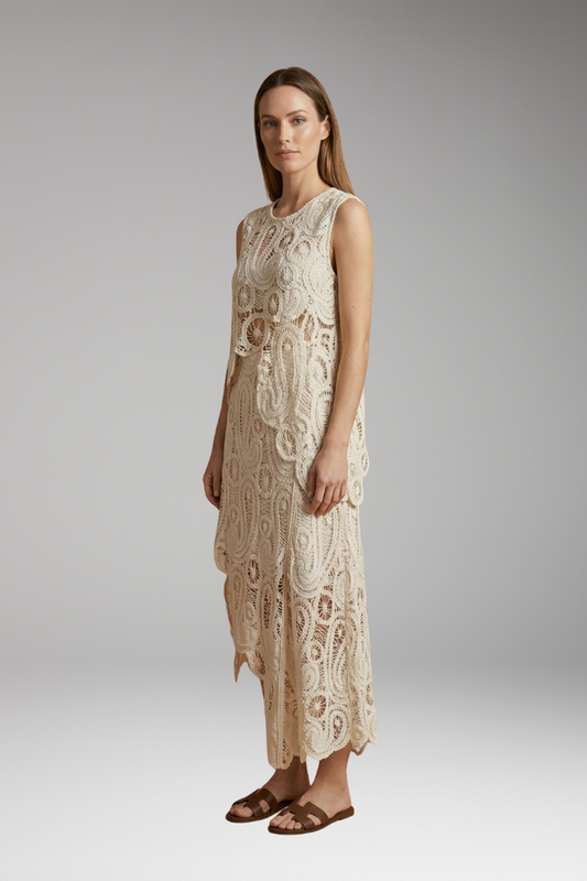 Women's Two-Piece Asymmetrical Outfit with Openwork Detailing