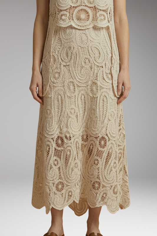 Women's Two-Piece Asymmetrical Outfit with Openwork Detailing