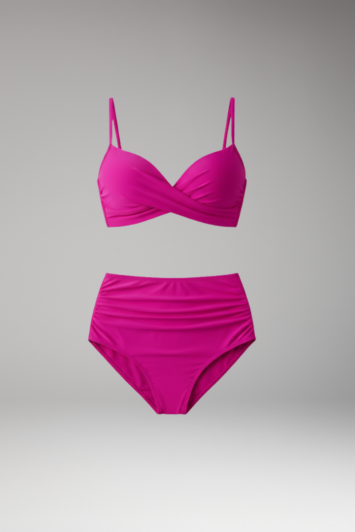 Women’s Two-Piece Bikini Set with Floral Print and Adjustable Straps