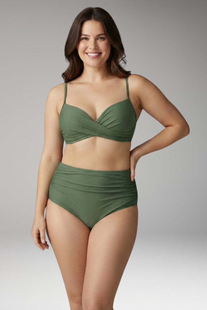 Women’s Two-Piece Bikini Set with Floral Print and Adjustable Straps