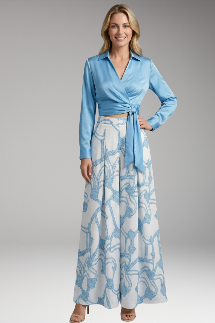Women’s Two-Piece Dress with Crop Top and Skirt