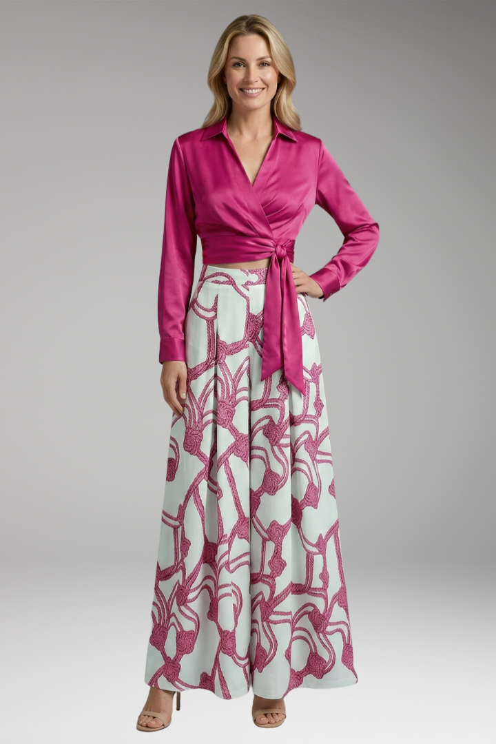 Women’s Two-Piece Dress with Crop Top and Skirt