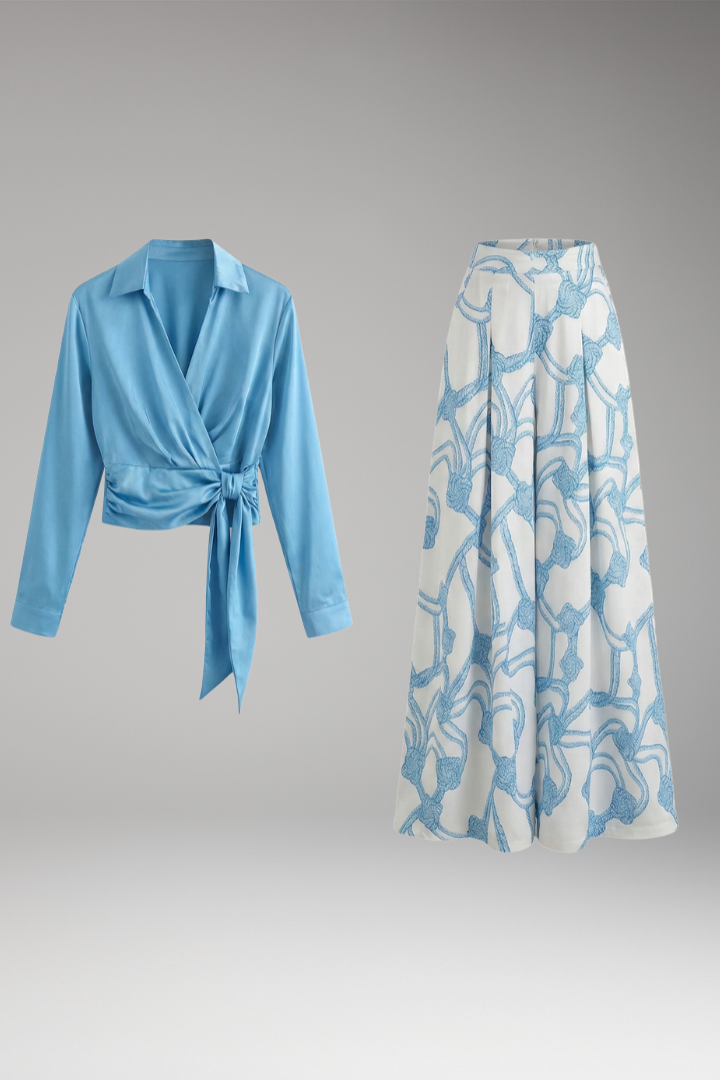 Women’s Two-Piece Dress with Crop Top and Skirt