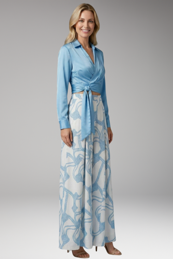 Women’s Two-Piece Dress with Crop Top and Skirt
