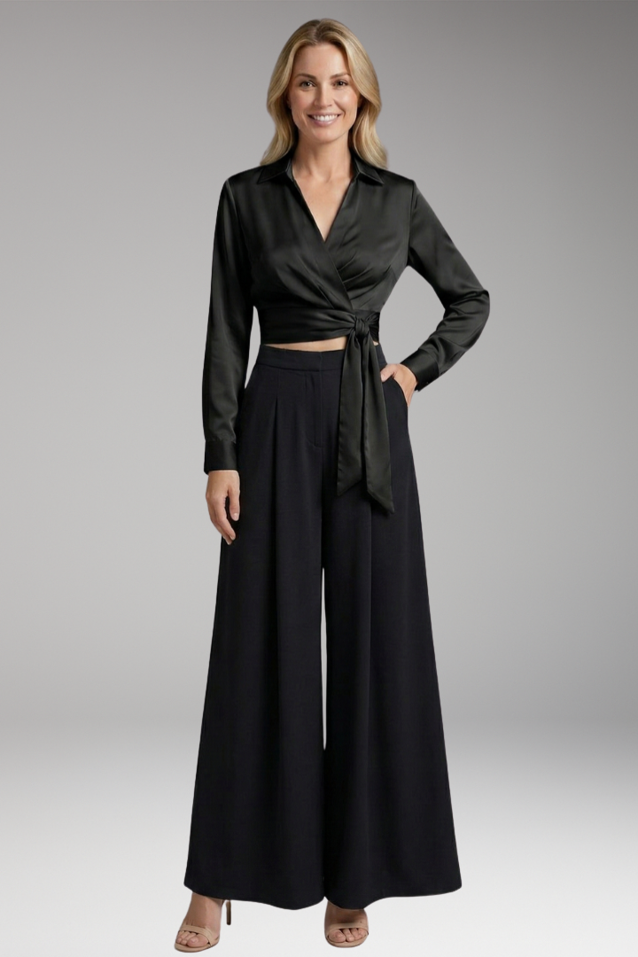 Women’s Two-Piece Dress with Crop Top and Skirt